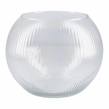 Glas-Kugelvase Rillen, klar, Höhe 15.5 cm