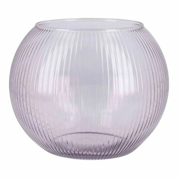 Glas-Kugelvase Rillen, pink-transparent, Höhe 15.5 cm