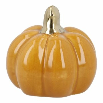 Deko-Kürbis Glanz, modern, orange/gold, 7 cm
