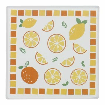 Untersetzer Frucht, eckig/Orangen/orange, 10 cm
