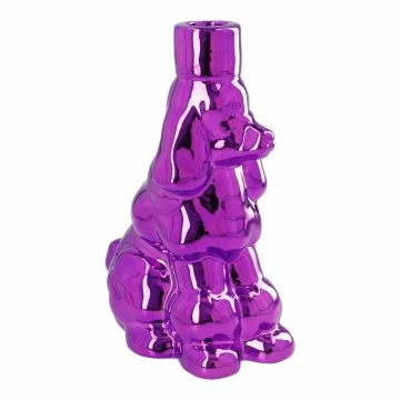 Stabkerzenhalter Pudel, lila, 19 cm