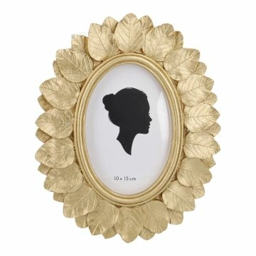 Bilderrahmen Barock, Blätter/oval, 10 x 15 cm, gold