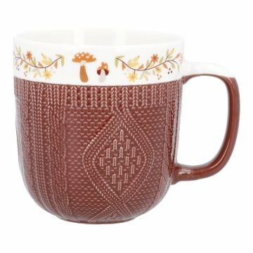 Becher Strick/Herbst, dunkelrot, 350 ml