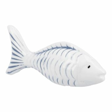 Deko-Fisch, geriffelt/weiß, 11.5 x 5 cm