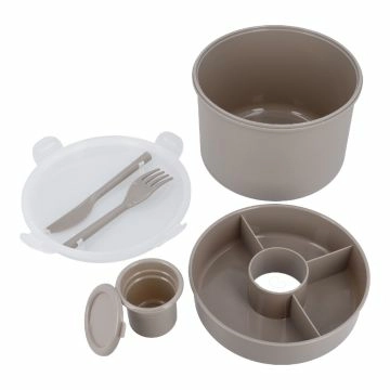 Lunchbox, rund, grau, 12 cm