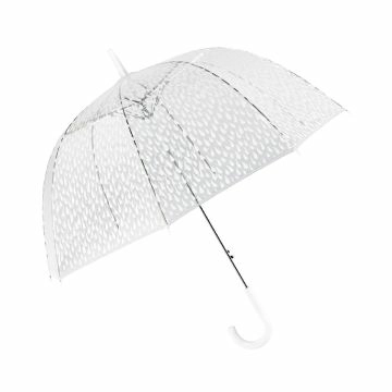 Regenschirm Transparent, Tropfen, weiß, 82 cm