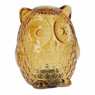 LED-Eule Glas, gelb, 15 cm