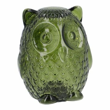 LED-Eule Glas, grün, 15 cm