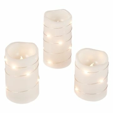 3er Set LED-Kerze mit LED-Draht