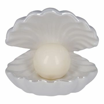 Muschel mit LED-Kugel, weiß, 15 cm