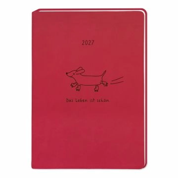 Terminplaner Lederlook, 2027, rot