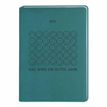 Terminplaner Lederlook, 2027, petrol