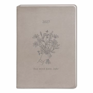 Terminplaner Lederlook, 2027, taupe