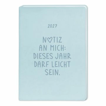 Terminplaner Lederlook, 2027, hellblau