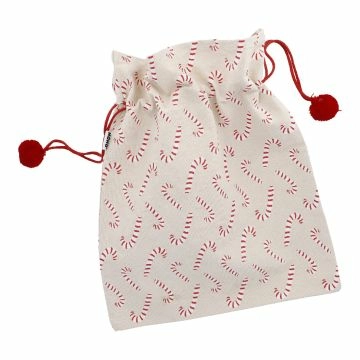 Beutel Zuckerstange mit Pompom-Band, 35 cm