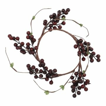 Beerenkranz mit Blättern, dunkelrot, 25 cm