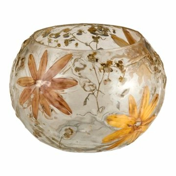 Kugel-Windlicht Natur-Blumen, Rispen/braun, 10 x 8 cm