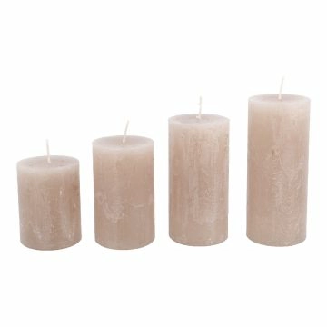 4er Set Kerze Rustik, gestuft, sand