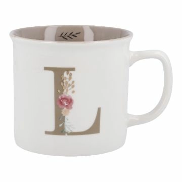 Becher Buchstabe/Blumen, L, 390 ml