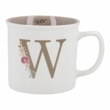 Becher Buchstabe/Blumen, W, 390 ml