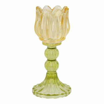 Kerzenständer Tulpe/Teelicht, orange/grün, 18 cm