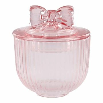Vorratsdose Rillen/Schleife, pink, 9.3 x 10.7 cm