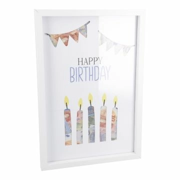 Bilderrahmen Geldgeschenk, Happy Birthday, 20 x 30 cm