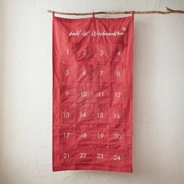 Adventskalender Taschen, rot, 60 x 115 cm