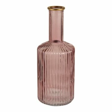 Flaschenvase Goldrand, altrosa, 21 cm