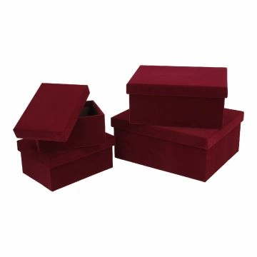 4er Set Geschenkkarton Samt, rot
