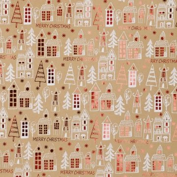 Geschenkpapier Xmas-Motiv, Haus/rot/weiß, 2 m