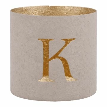 Teelichthalter Buchstabe, K/beige, 7.8 x 7.5 cm