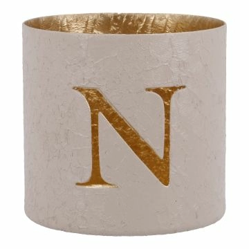 Teelichthalter Buchstabe, N/beige, 7.8 x 7.5 cm