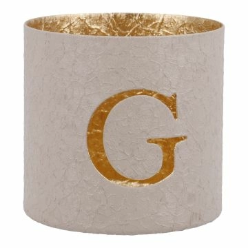 Teelichthalter Buchstabe, G/beige, 7.8 x 7.5 cm