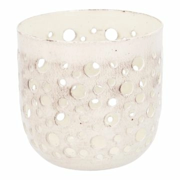 Teelichthalter Metall, Punkte/beige, 7.2 x 6.8 cm