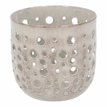 Teelichthalter Metall, Punkte/taupe, 7.2 x 6.8 cm