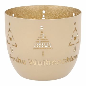 Windlicht Spruch/Xmas, Tannen/beige, 10 x 8.5 cm