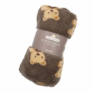 Kuscheldecke Teddys, dunkelbraun, 130 x 170 cm