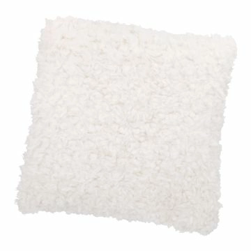 Kissen Zottel/kurz, weiß, 45 x 45 cm