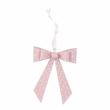 Anhänger Schleife, Punkte/rosa/weiß, 12 cm