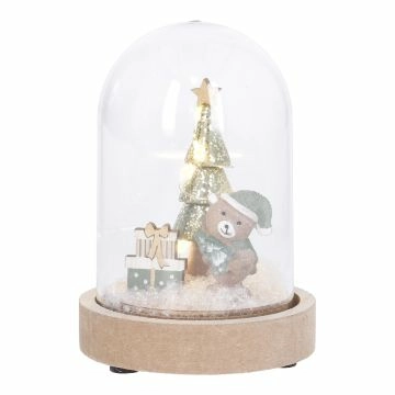LED-Deko Tanne mit Teddy, Tanne, 14 cm