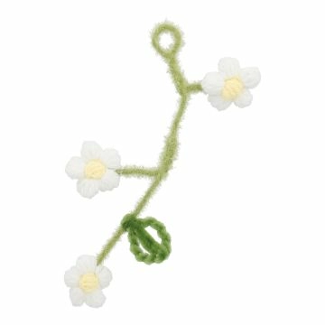 Anhänger Häkelblumen, weiß, 25 cm