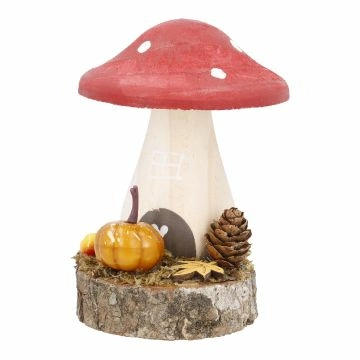 Deko-Pilz auf Holzscheibe, rot, 12 cm