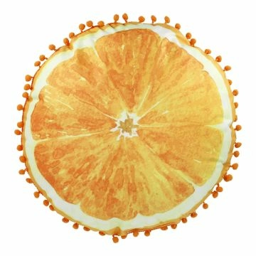 Kissen Frucht mit Pompom, Orange/orange, 40 cm