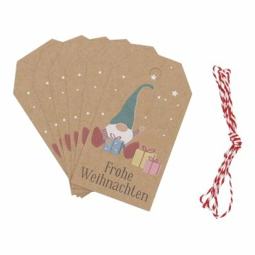 6er Set Anhänger mit Kordel, Wichtel/Geschenk