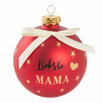 Glaskugel Spruch, Mama/rot/matt, 10 cm