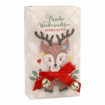 Seife mit Deko, Weihnachten, Reh/Schleife, 150 g