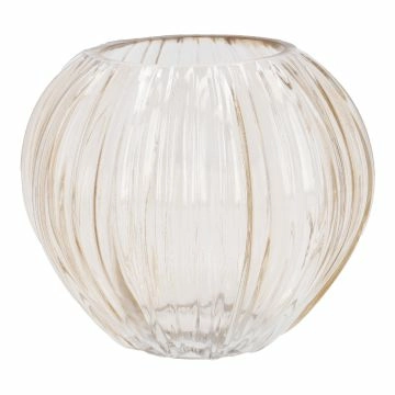 Glasvase Falten, rund/hellbraun, 13.5 x 11.5 cm
