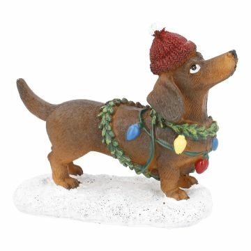 Deko-Hund Weihnachten, Lichterkette, 12 cm