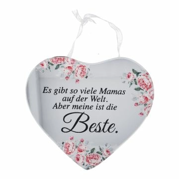 Anhänger Herz mit Spruch, Meine beste Mama, 12.5 x 11.5 cm